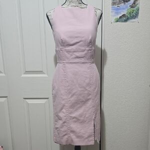 Ann Taylor Light Pink Fitted Midi Sleeveless Dress, Petite 2P